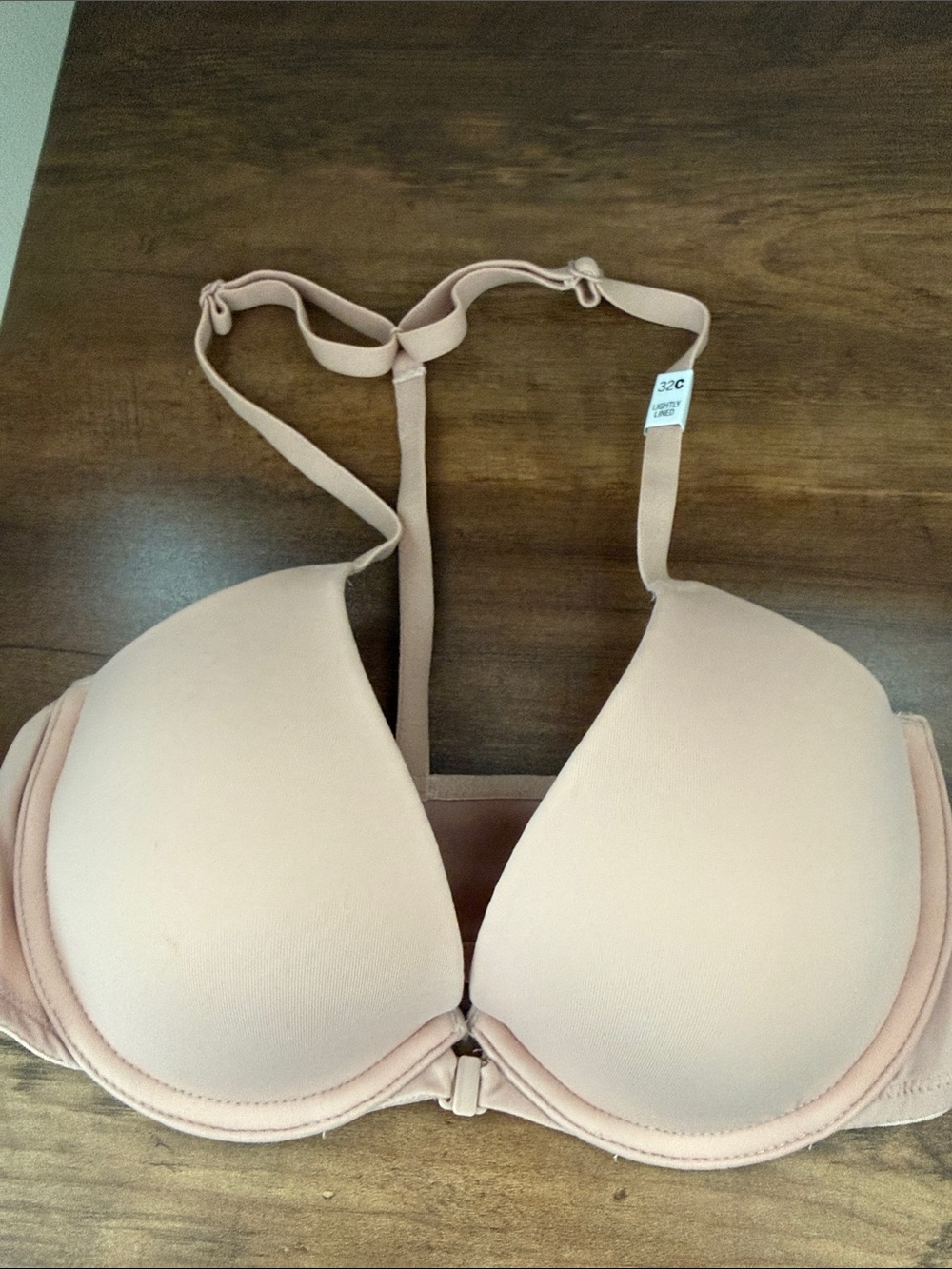 PINK Victoria's Secret Light Nude Front-Close Push-Up Bra T-back